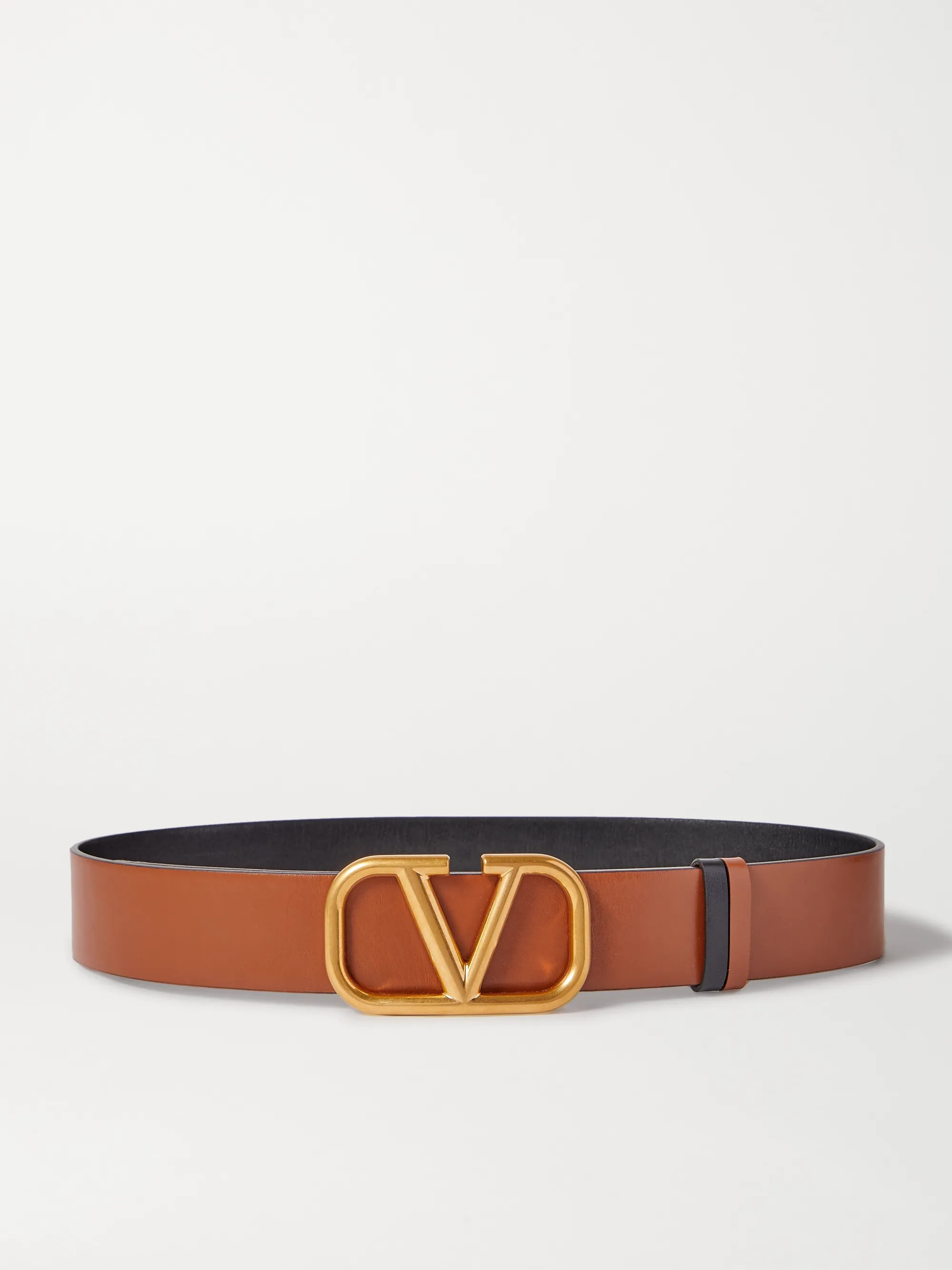 Brown Valentino Garavani VLOGO reversible leather belt | Valentino | NET-A-PORTER | NET-A-PORTER (US)