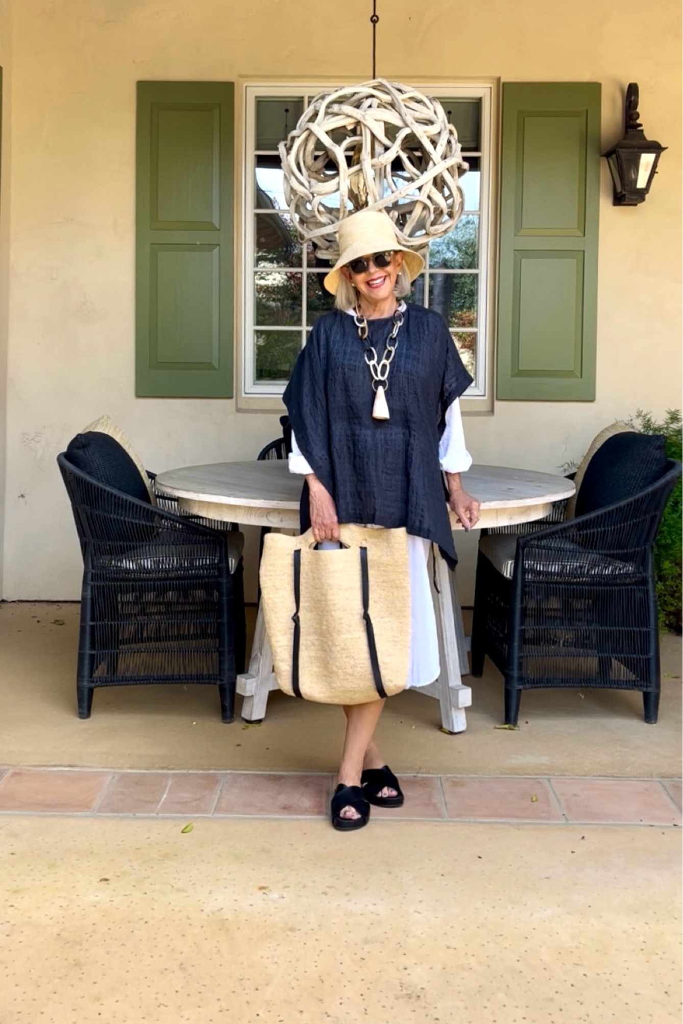White midi shirt dress with black topper straw hat and bag bone necklace

#summeraccessories #bonejewelry #shirtdress

#LTKSeasonal #LTKstyletip #LTKitbag