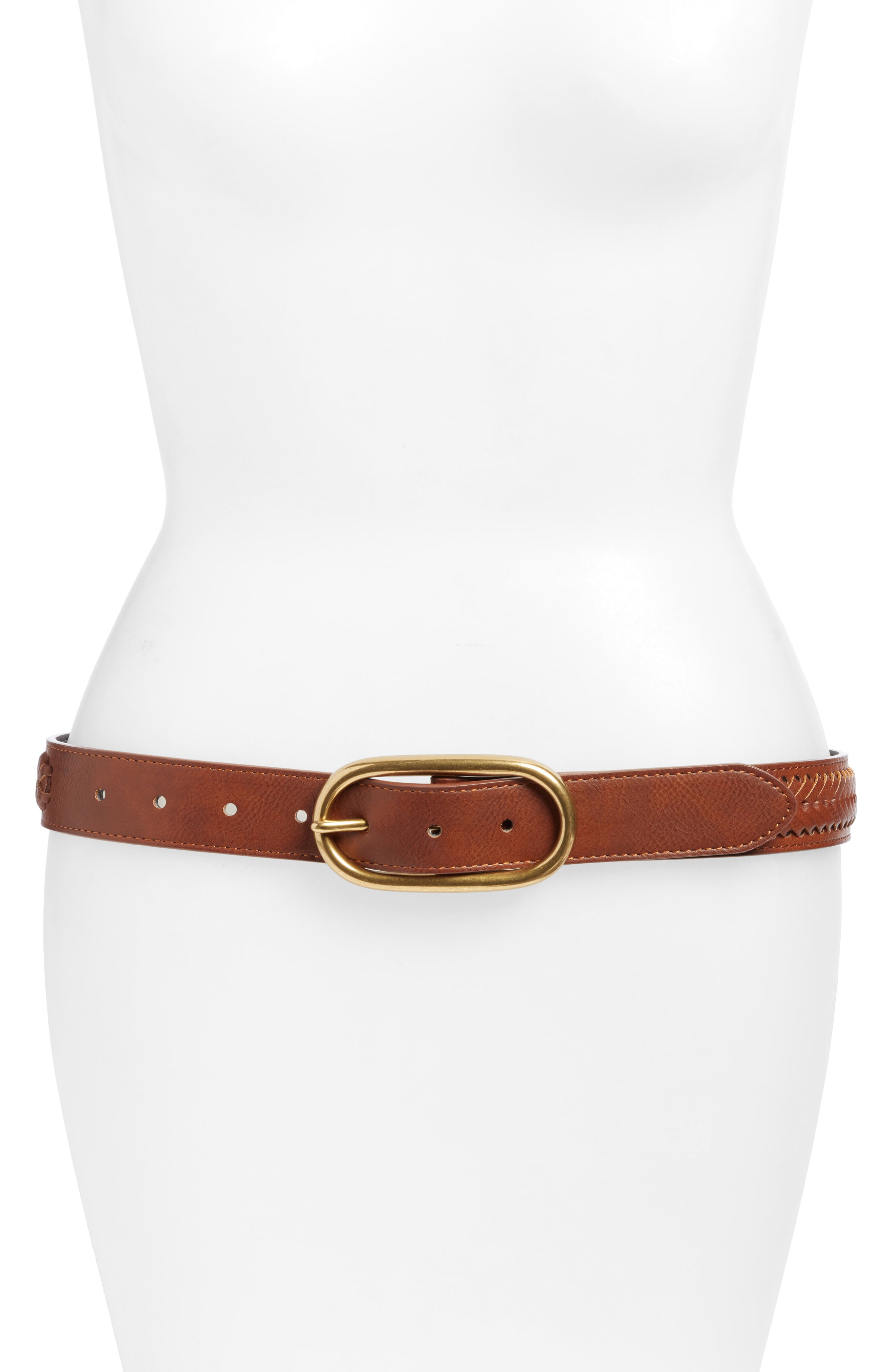 Treasure & Bond Oval Buckle Whipstitched Leather Belt | Nordstrom