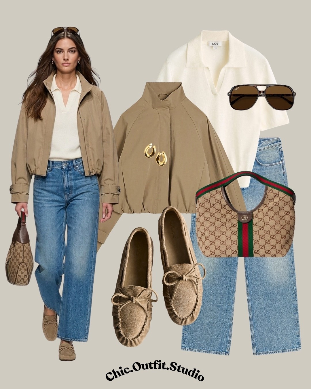 Funnel Neck Cropped Trench Jacket & Denim Look

✨A Funnel Neck Cropped Trench Jacket styled with classic blue jeans and neutral layers creates a timeless smart casual outfit. The suede loafers and structured bag elevate the look while keeping it relaxed and wearable—perfect for effortless everyday dressing.

✨Ideal for weekend lunches, casual meetings, travel outfits, or work-from-café days.

✨Tags: funnel neck cropped trench jacket outfit, beige jacket with jeans outfit, denim and neutrals outfit, spring smart casual outfit, loafers outfit women, everyday chic outfit, european style outfit, transitional weather outfit, capsule wardrobe spring, minimal style outfit

#LTKuk #LTKshoes #LTKspring