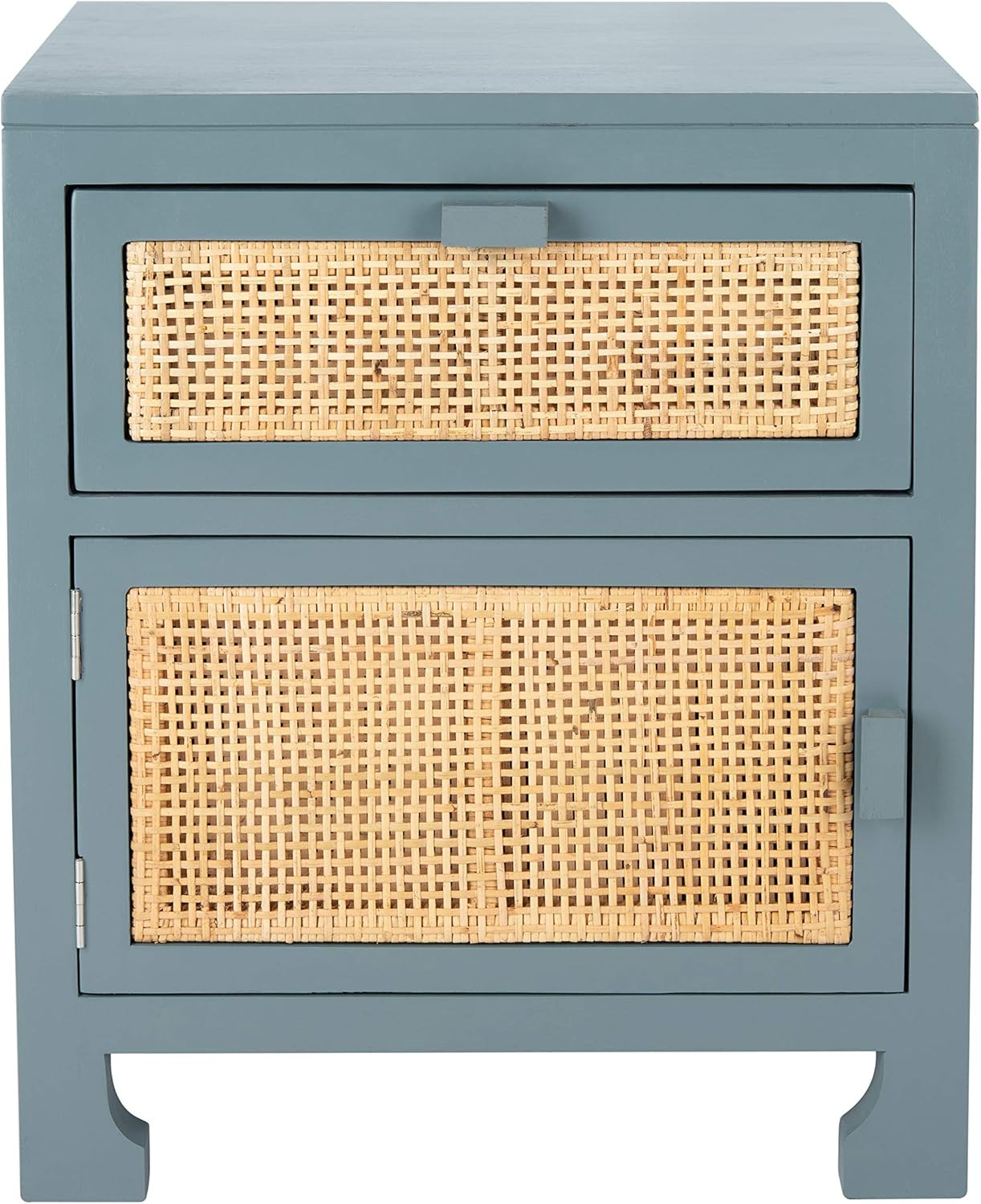 Safavieh Home Collection Dave Rattan 1-Drawer 1-Door Nightstand, Blue Grey/Natural | Amazon (US)