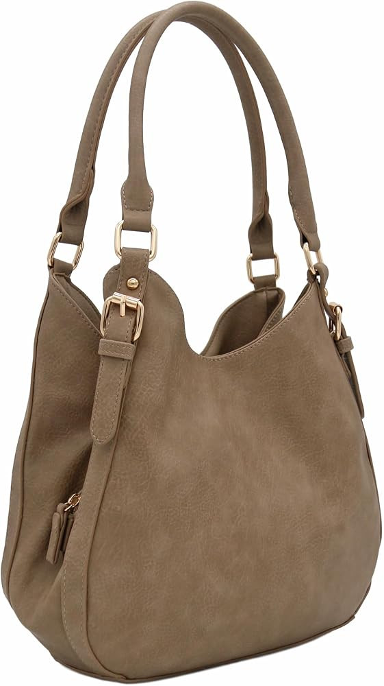 Lightweight 3 Compartment Faux Leather Medium Hobo Bag | Amazon (US)