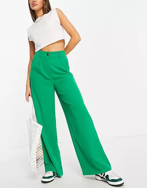 Lola May wide leg trousers co-ord in green | ASOS (Global)