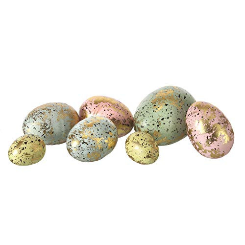 One Holiday Way Set of 7 2-Inch Multicolor Gilded Pastel Gold Leaf Easter Eggs in Mesh Bag – Decorative Golden Bowl, Vase or Basket Filler Springtime Decoration – Spring Tabletop Home Decor | Amazon (US)