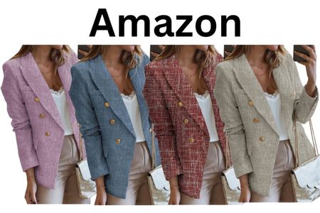 Happy Sailed Womens Double Breasted Tweed Blazers Casual Long Sleeve Open Front Blazer Jackets Work Suits
Amazon
Workwear 
Office casual 
Fall trends
Tweed
Balmain dupe 

#LTKSeasonal #LTKFind #LTKunder50