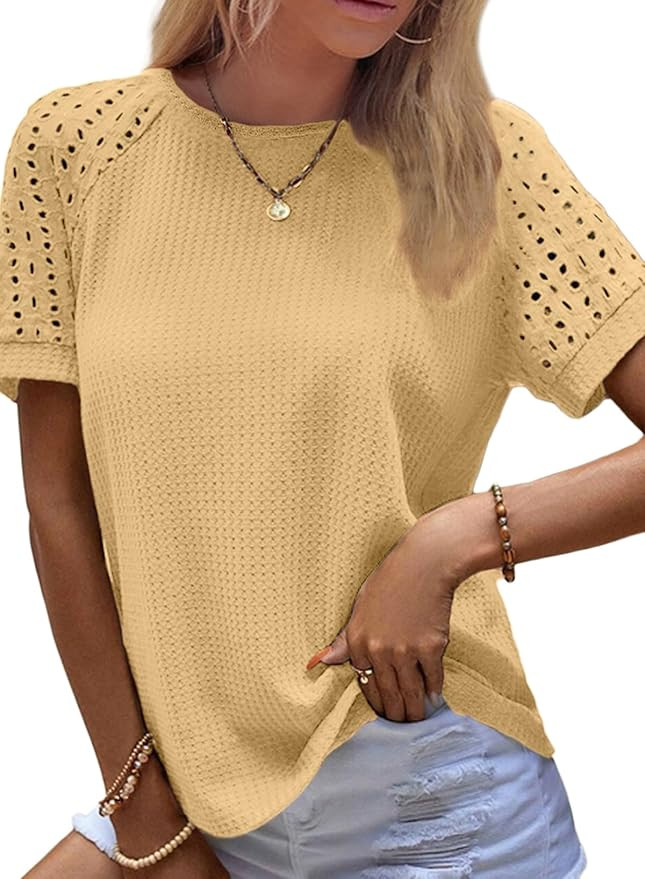 SHEWIN Women's Waffle Knit Tops Summer Business Casual Dressy Shirts 2026 | Amazon (US)