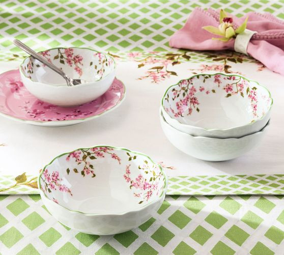 Monique Lhuillier Garden Trellis Cereal Bowls - Set of 4 | Pottery Barn (US)