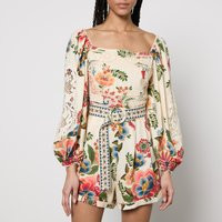 Farm Rio Floral-Print Linen-Blend Romper - XS | Coggles (Global)