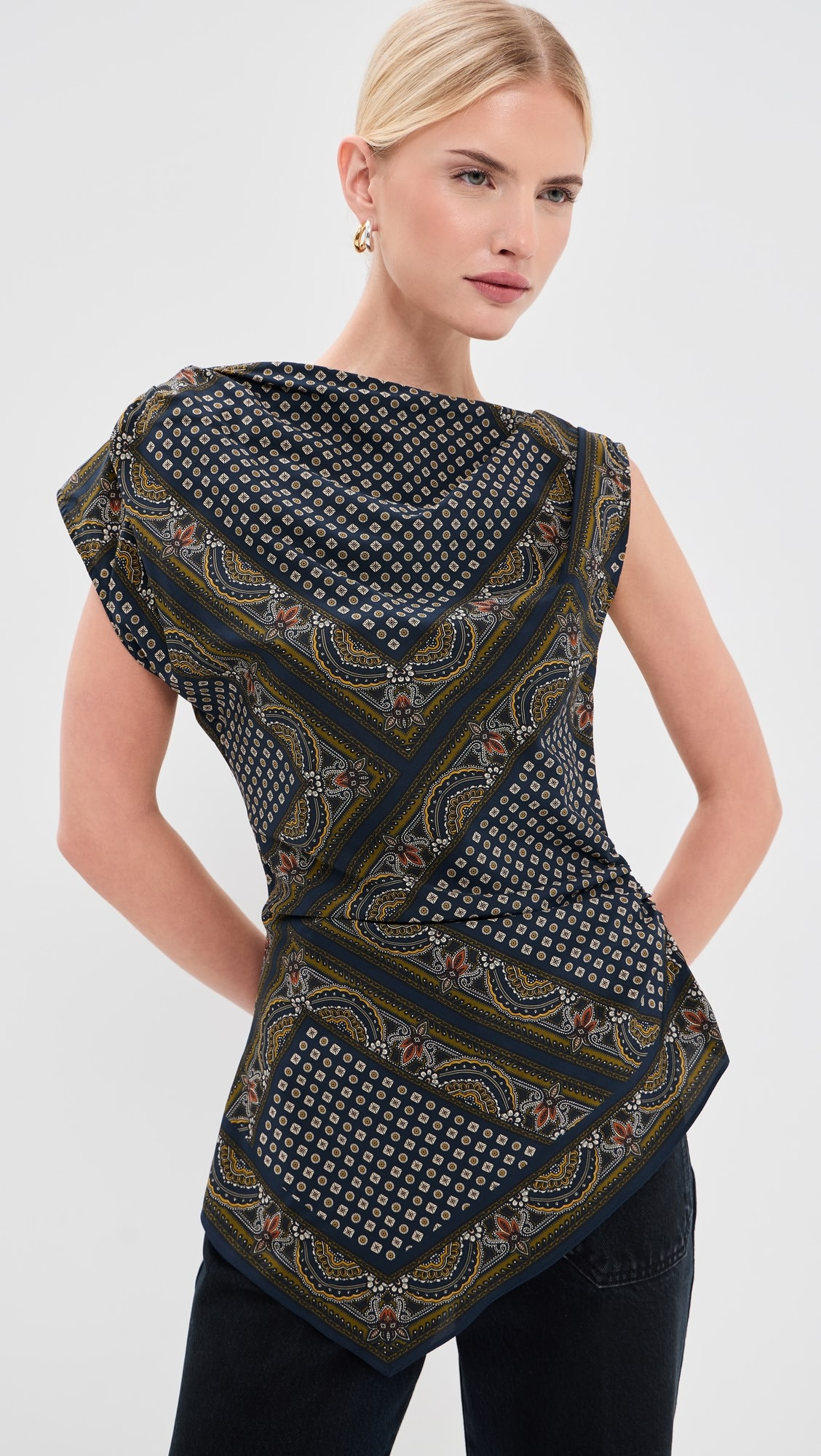 Veronica Beard Yvonne Asymmetrical Scarf Top | Shopbop | Shopbop