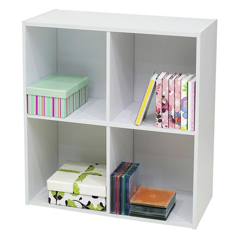 K&B Furniture White Wood 4 Cube Bookcase | Walmart (US)