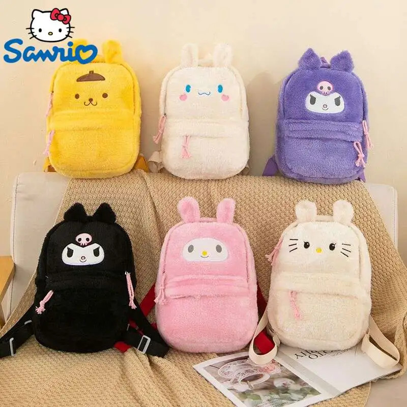 Sanrio Hello Kitty Cartoon Cute Plush Backpack, Y2k Melody Kuromi Pompompurin Casual Bag For Wome... | Temu Affiliate Program