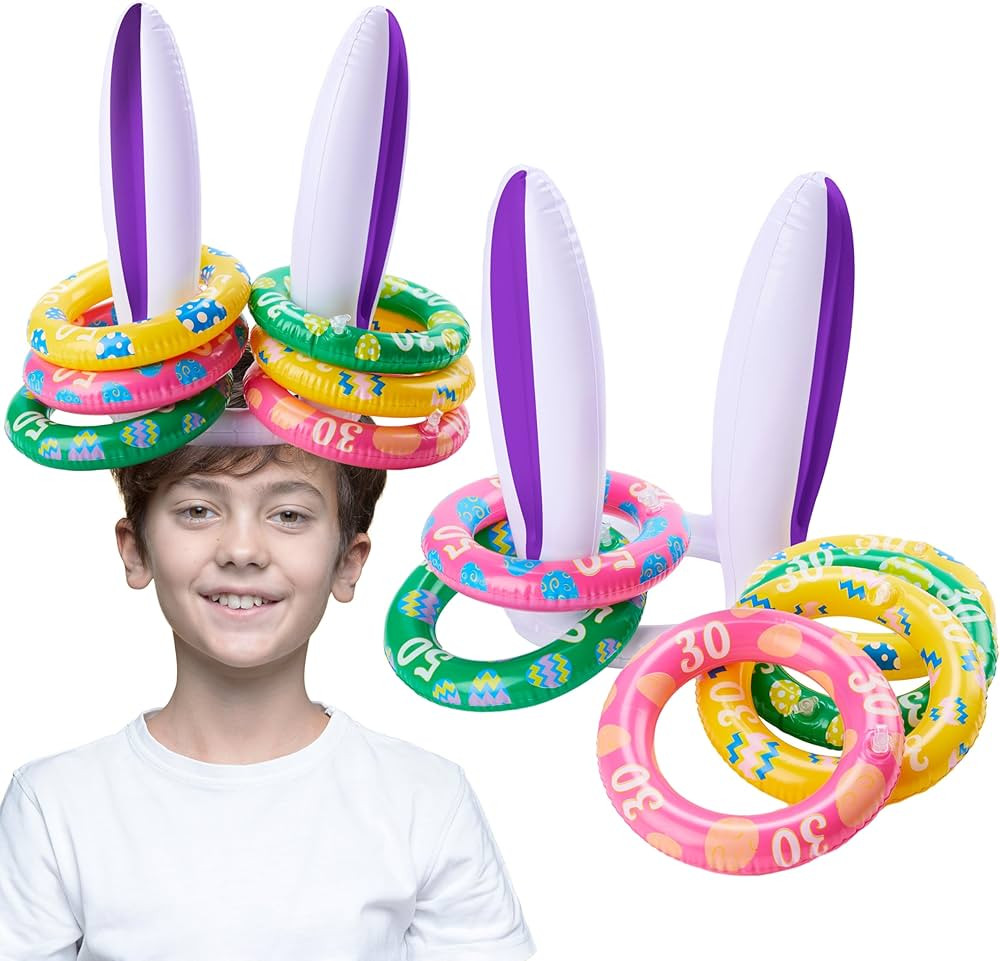 JOYIN Inflatable Bunny Rabbit Ears Ring Toss Game(2 Set 12 Rings), Inflatable Toss Game, Indoor a... | Amazon (US)
