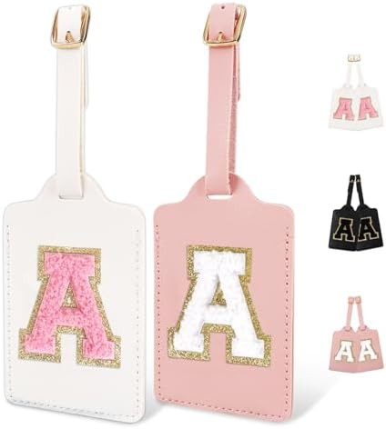 Initial Letter Luggage Tag K for Suitcases TSA Approved, PU Leather Personalized A-Z Luggage Tags... | Amazon (US)