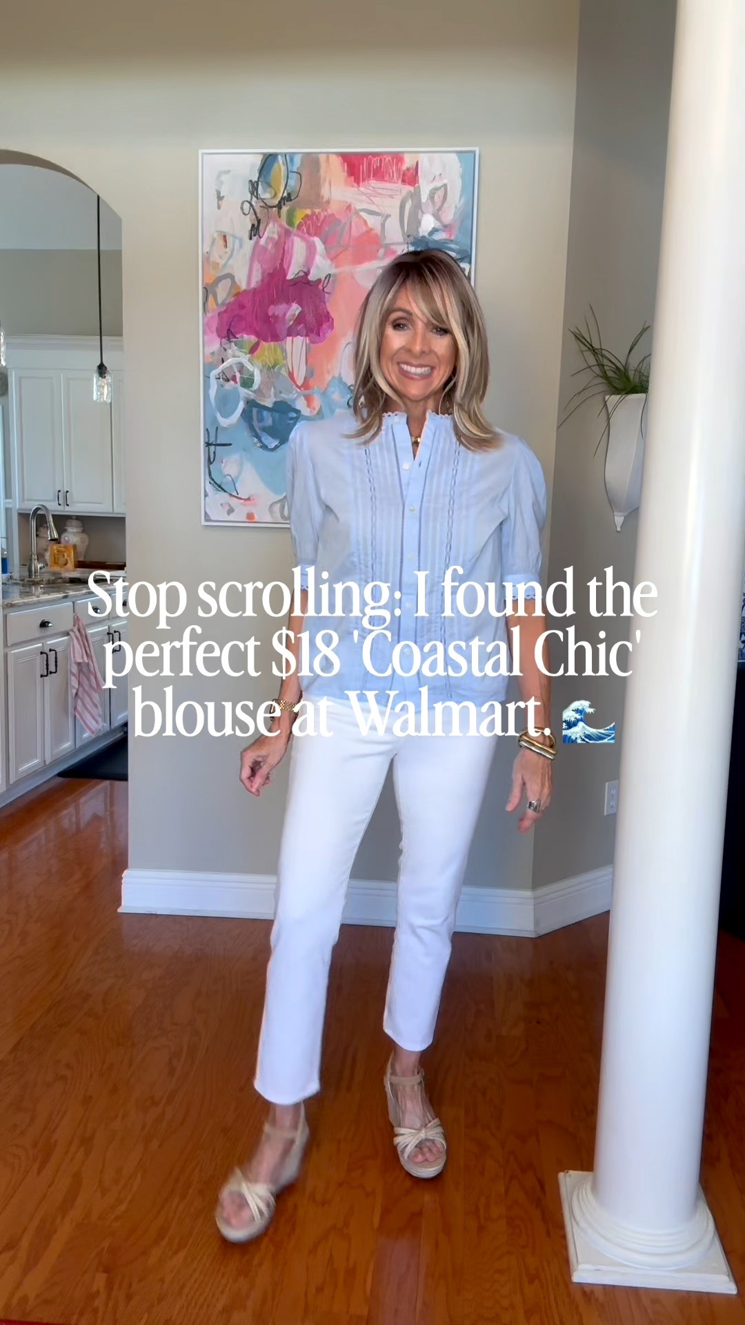 This $18 blouse in the prettiest shade of blue is giving coastal vibes! I love it with ecru denim and a sweater draped over the shoulders. 
#elevatedcasual #coastalgrandmother 

#LTKSeasonal #LTKOver40