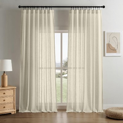 Joydeco 2pk Light Filtering Linen Blend Curtains with Back Tabs/Rod Pocket - 52" x 84" Linen | Target