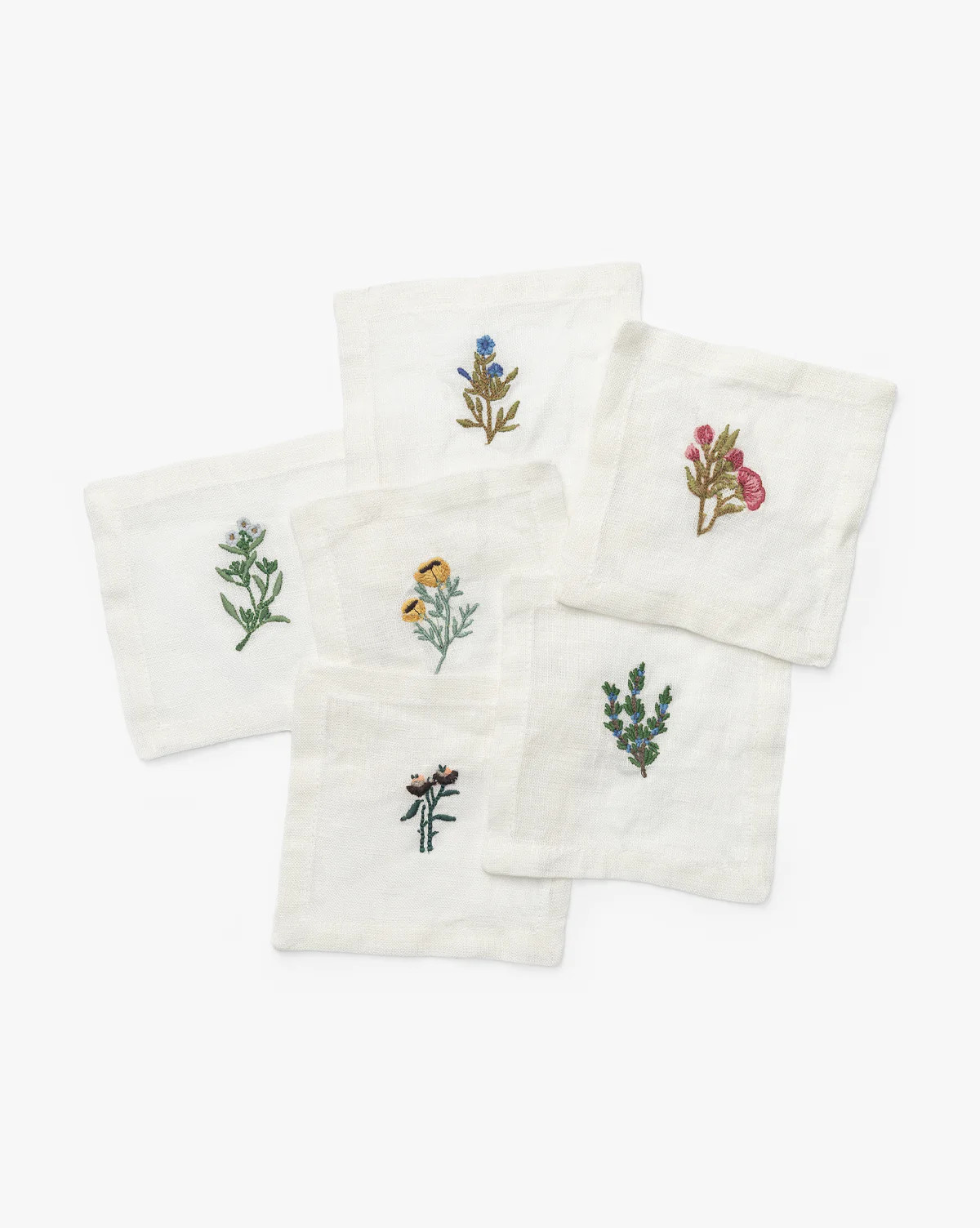 Assorted Floral Motif Linen Cocktail Napkins (Set of 6) | McGee & Co. (US)