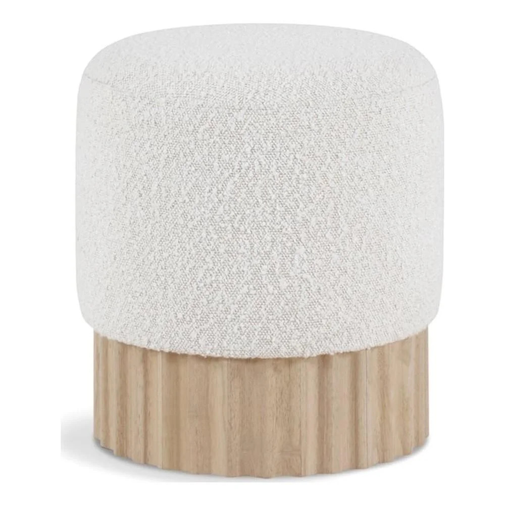 Meridian Furniture Veranda Boucle Fabric Ottoman/Stool in Cream/Natural | Walmart (US)