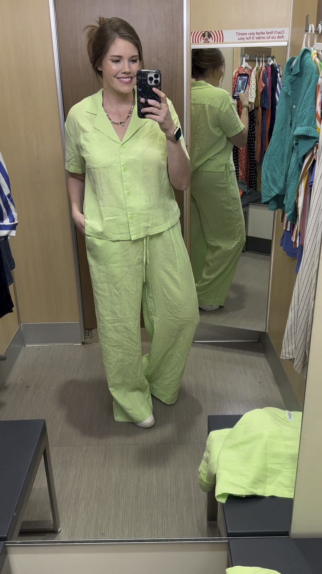 I love this matching set from target! Comes multiple colors and all on sale right now! Size down (I'm wearing a medium in both, and I'm 5'8" and these pants are LONG!). 
............
Linen pants linen set teacher outfit teacher look worn outfit work look vacation outfit travel outfit travel look travel outfit casual outfit target finds plus size pants plus size slacks plus size outfit midsize fashion midsize outfit button down shirt collared shirt lime shirt lime pants comfortable outfit beach look drawstring pants target new arrivals target pants target shirt 

#LTKPlusSize #LTKWorkwear #LTKFindsUnder50