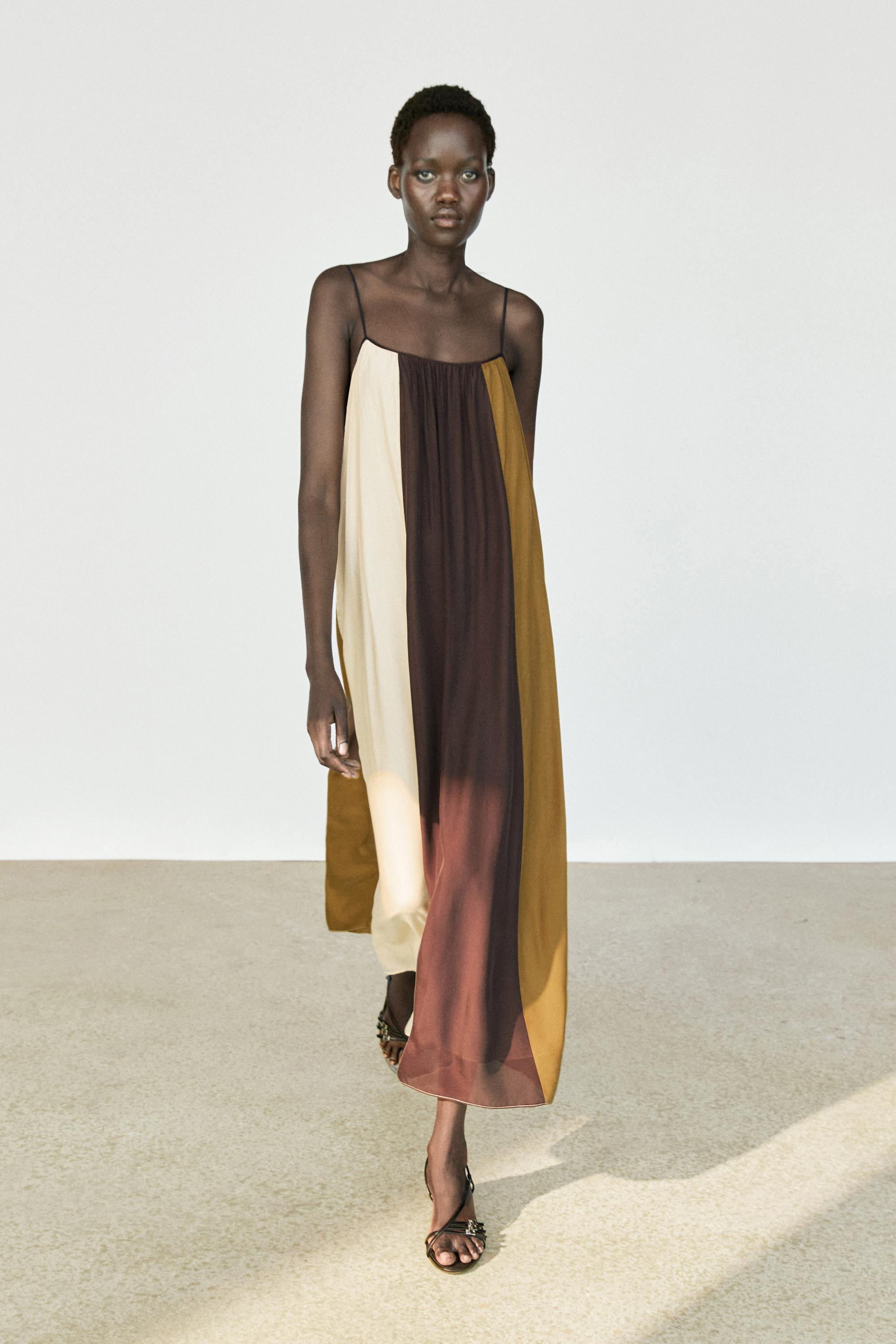 Flowing strappy midi dress | Massimo Dutti UK
