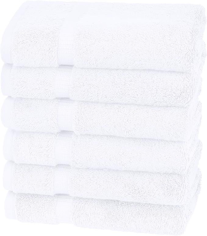 Amazon Brand – Pinzon Organic Cotton Bathroom Towels, 6-Piece Set, White | Amazon (US)