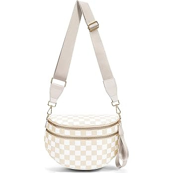 hibear Checkered Crossbody Bag Spacious Bum Bags for Women Nylon Crossbody Fanny Packs Checkered ... | Amazon (US)