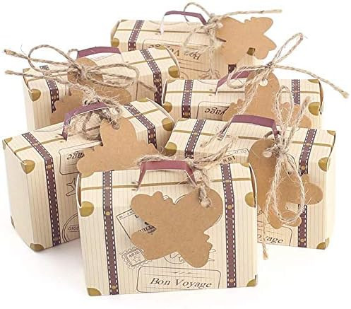 VGOODALL 120 Pcs Mini Suitcase Favor Box Party Favor Candy Box, Vintage Kraft Paper with Tags and... | Amazon (US)