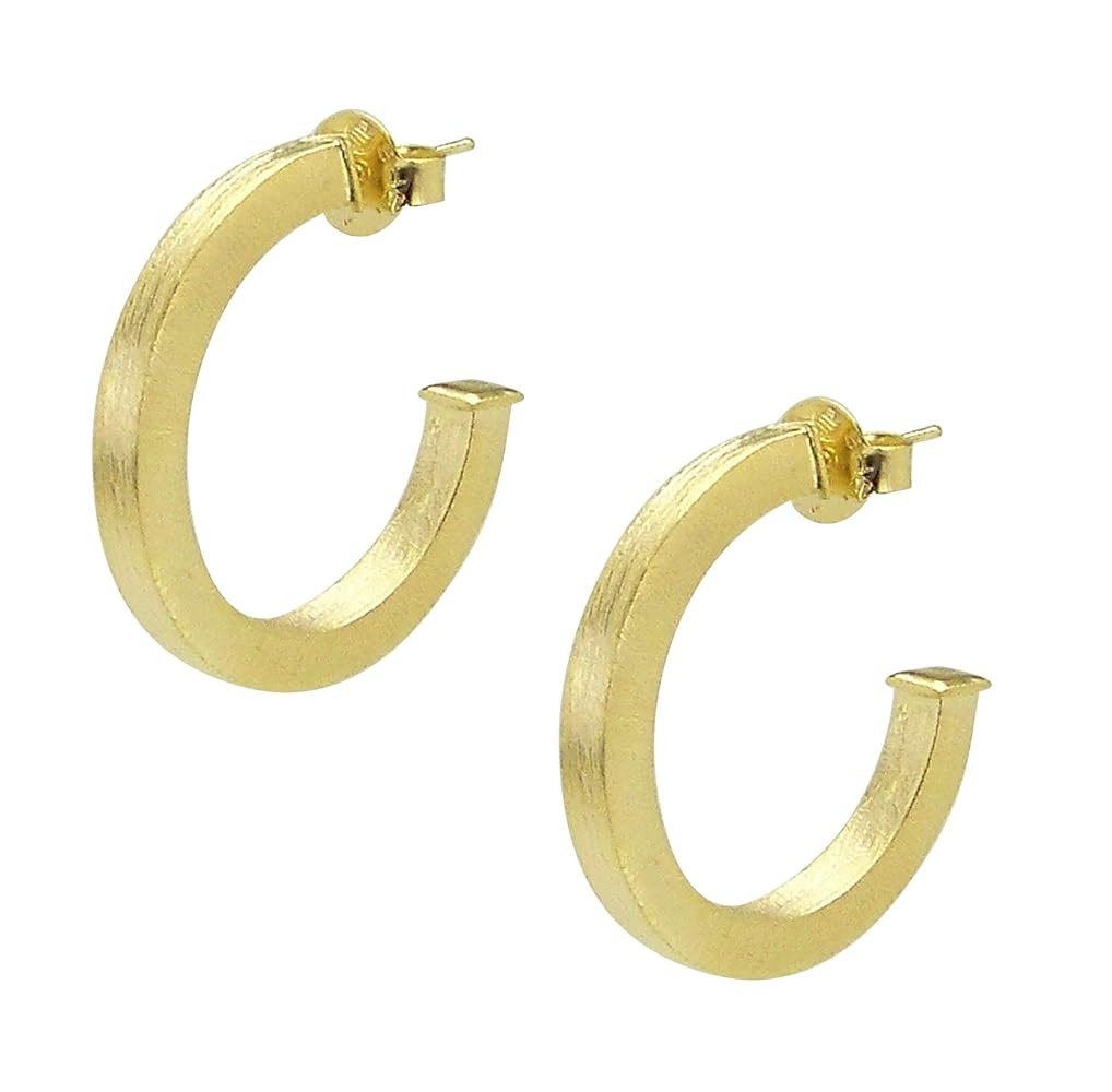 Ilana 1.25 inch Square Tube Womens Hoop Earrings in 18k Gold Brushed Plated | Amazon (US)