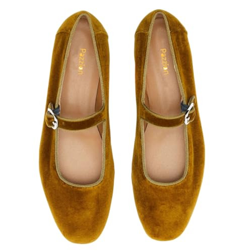 Pazzion Women's Cute Closed Round Toe Mary Janes Comfortable Strap Buckled Ballet Flats Vintage Dance Walking Ballerina Shoe Size 4-16 US | Amazon (US)
