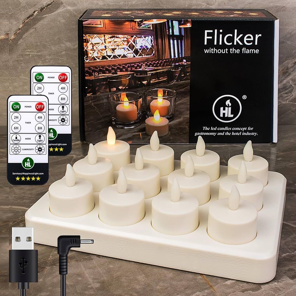 HL Rechargeable Tea Lights Flameless Candles with Remote,Flickering LED Candles with Timer Batter... | Amazon (US)