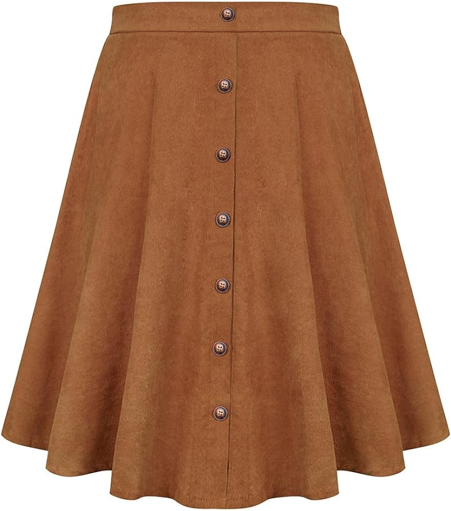 TIYOMI Plus Size Skirts Basic Versatile Stretchy Skirt Mini Skater Skirt Swing A Line Corduroy/Pl... | Amazon (US)