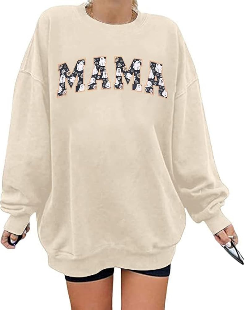 BANGELY Retro Mama Ghost Sweatshirt Women Vintage Mom Halloween Loose Pullover Spooky Season Moms... | Amazon (US)