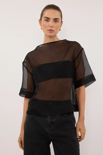 SIAN BLACK ORGANZA TEE | DISSH