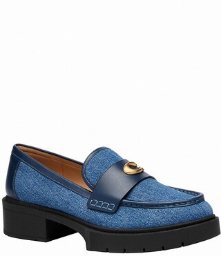 COACH Leah Denim Logo Detail Chunky Platform Loafers | Dillard's | Dillard's