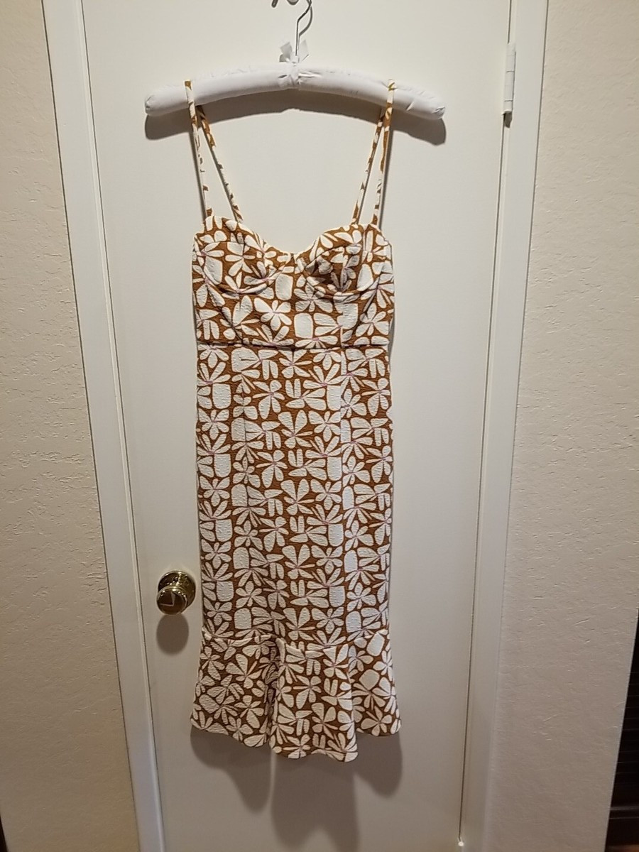 NWT Anthropologie Hutch Floral Strappy Dress Womens Size SP Bodycon Tan Ivory | eBay | eBay US