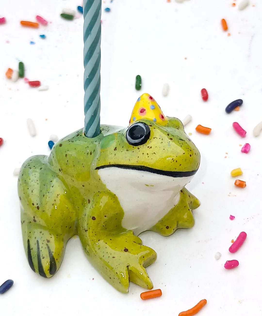 Frog Candle Holder, Ceramic Cake Topper, Frog Party Cake Candle Holder | Etsy (US)