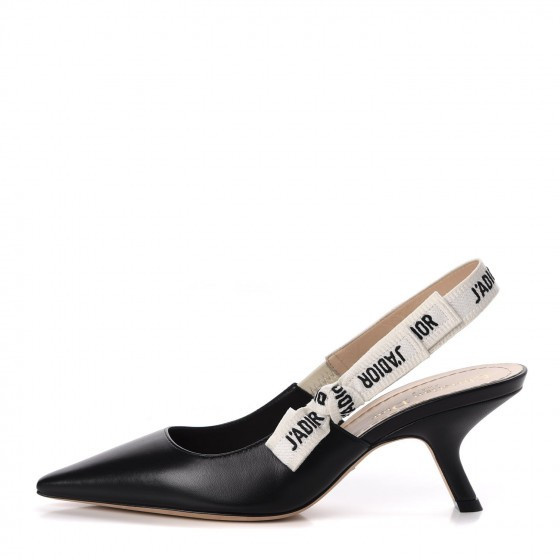 CHRISTIAN DIOR Lambskin J'Adior Ribbon Slingback Pumps 37 Black | Fashionphile