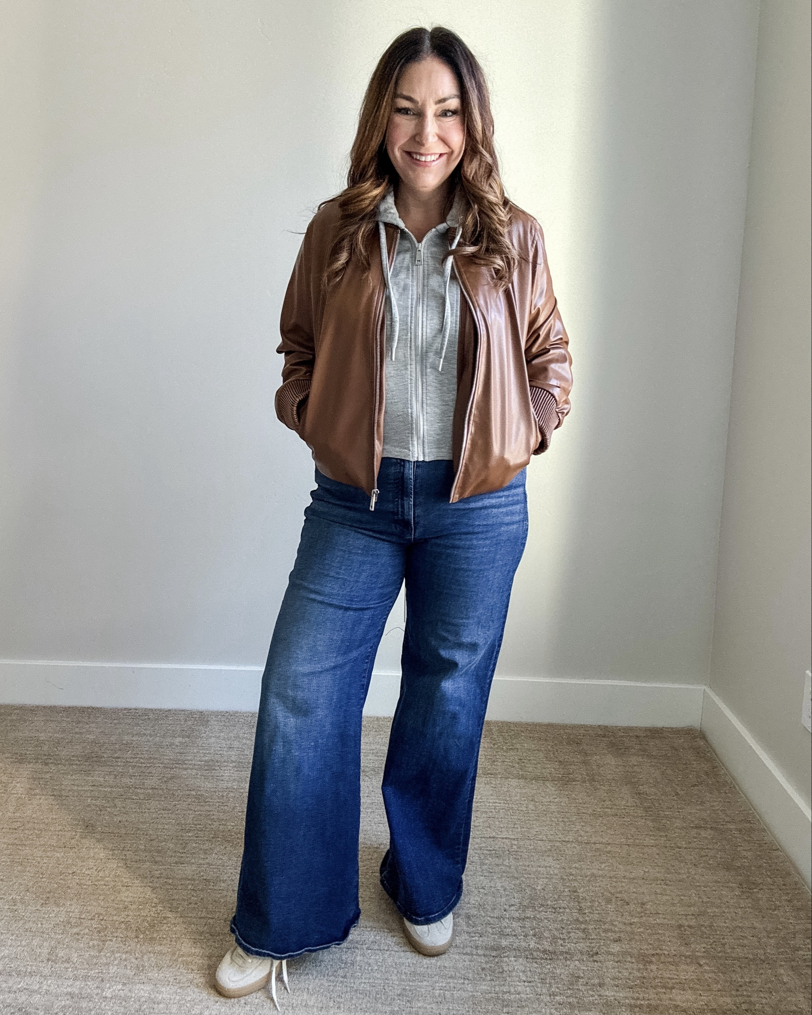 Casual Winter Outfit Evereve Layered Bomber Jacket with removable knit hoodie | Jacket tts, L // Jeans tts, 34 (UK sizing) // Sneakers size down 1/2  

 

#LTKSeasonal #LTKOver40 #LTKMidsize