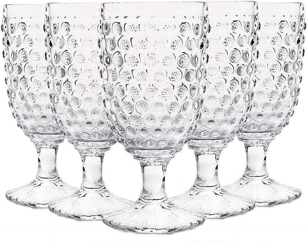 G Hobnail Iced Tea Beverage Goblets 13 oz. set of 6 Premiun Glass Set for Wine Soda Juice Water P... | Amazon (US)