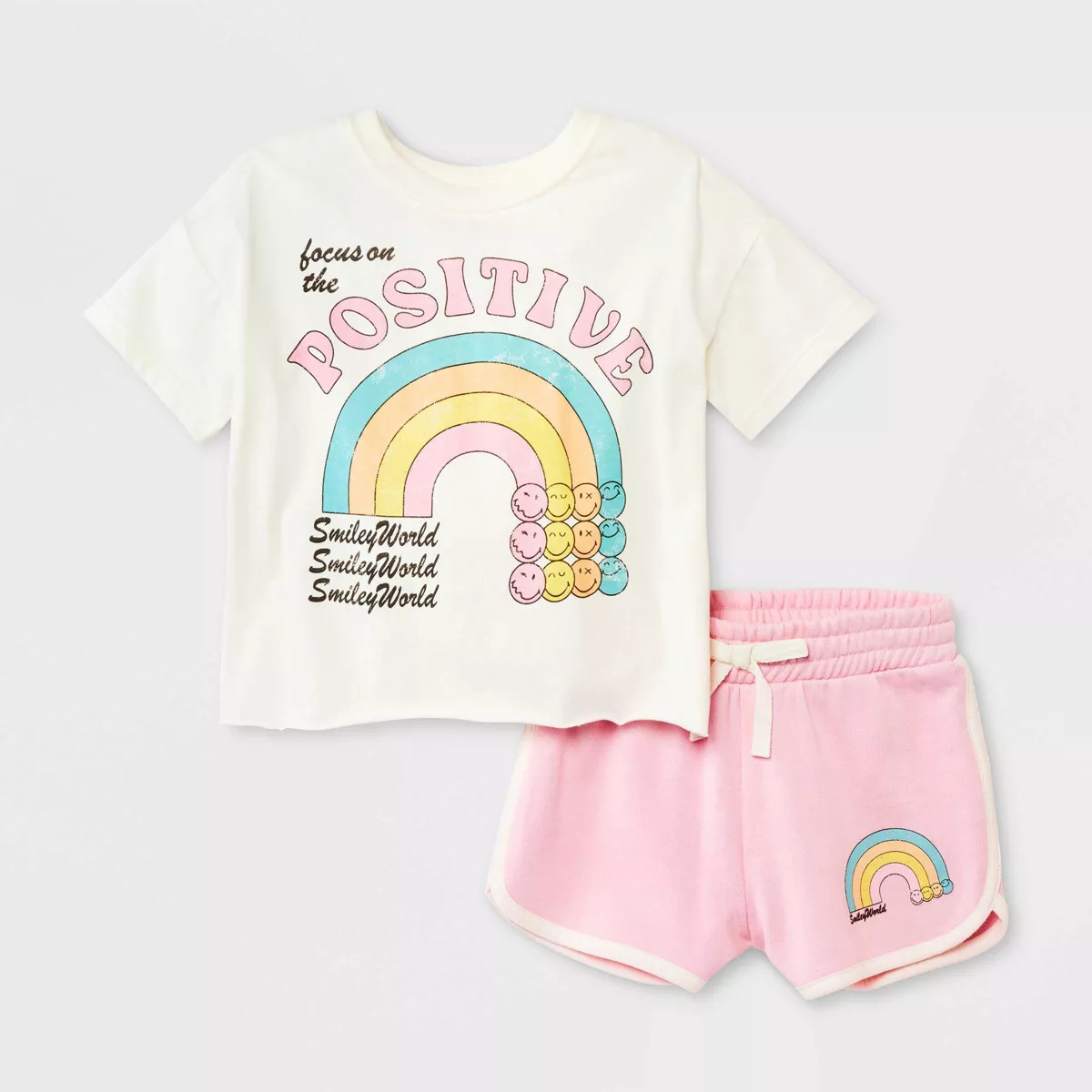 Toddler Girls' SmileyWorld Top and Bottom Set - White | Target