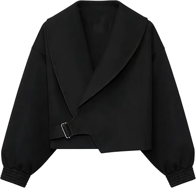 2026 Oversized Cropped Trench Jacket for Women | Fall Trendy Fashion Streetwear Old Money Crop Tr... | Amazon (US)