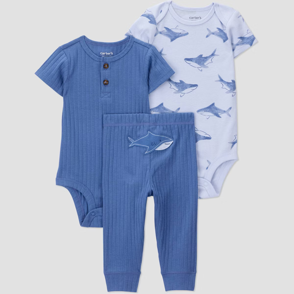 Carter's Just One You® Baby Boys' 3pc Shark Bodysuits and Jogger Pants Set - Blue | Target