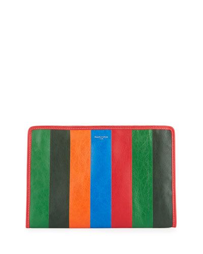 Bazar Striped Leather Pouch Bag, Multi (Multicolore) | Neiman Marcus