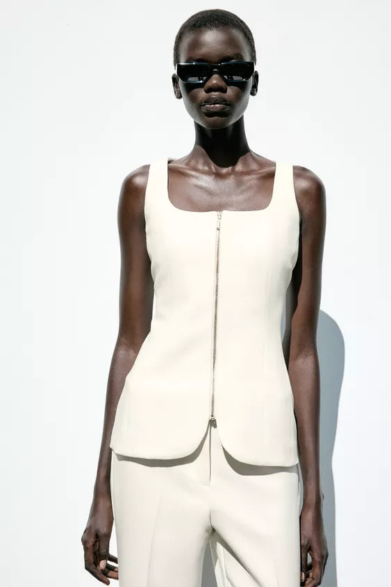 ZIPPER BUSTIER TOP | Zara US