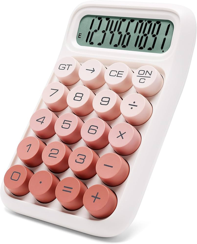 Mechanical Switch Calculator,12 Digits,Large LCD Display,Pink Gradient Desktop Calculator Big But... | Amazon (US)