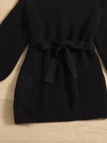 Girls Turtleneck Drop Shoulder Belted Sweater Dress
   SKU: sk2207093004505003     US$17.00      ... | SHEIN