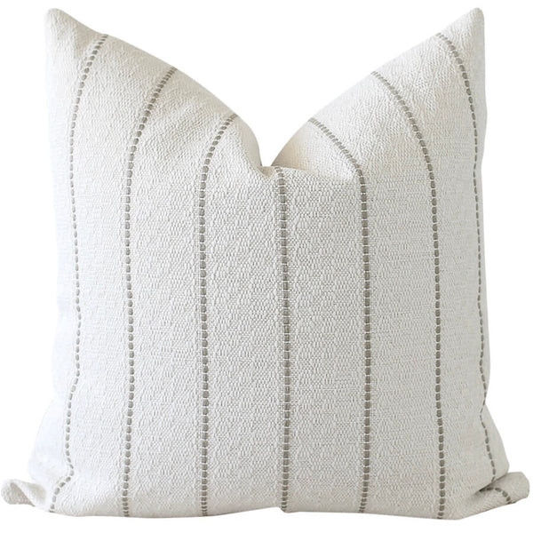 White Textured Throw Pillow | Striped Pillow Cover | Farmhouse Decor | Laurel & Blush