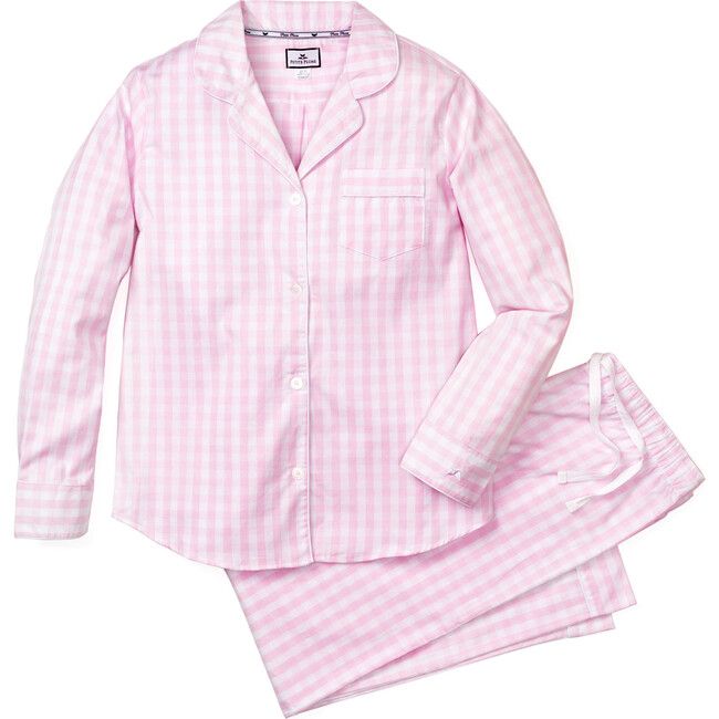 Petite Plume | Women's Pajama Set, (Pink Gingham, Size Medium) | Maisonette | Maisonette