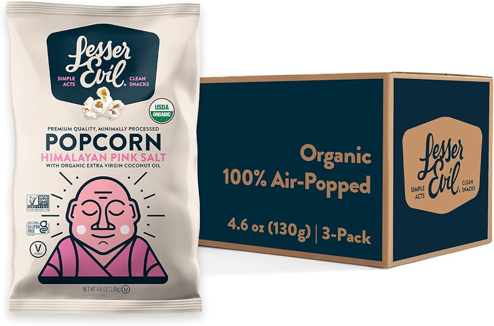 LesserEvil Himalayan Pink Salt Organic Popcorn, Premium Quality, Minimally Processed, No Vegetabl... | Amazon (US)