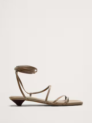 Italian Leather Strappy Kitten-Heel Sandal | Banana Republic (US)