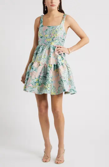 Floral Garden Brocade Cocktail Minidress | Nordstrom